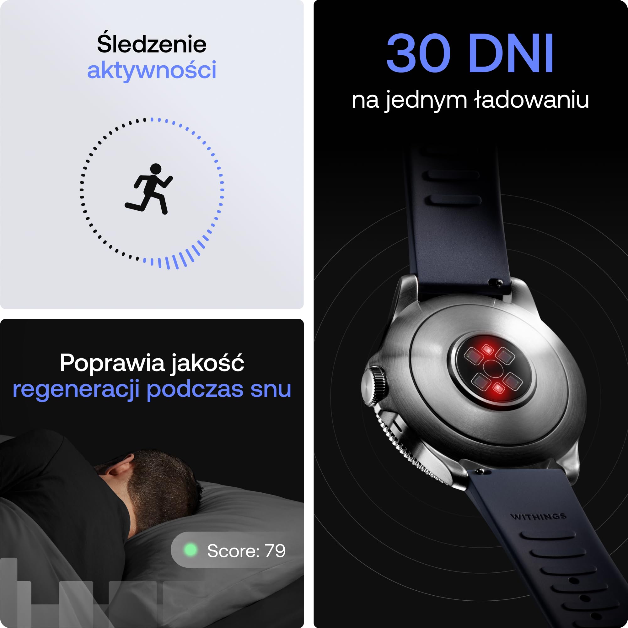 Withings ScanWatch Nova, hybrydowy smartwatch, zdrowie serca, do M&F EKG, SPO2, monitorowanie temperatury, ?ledzenie snu, zdrowie dróg oddechowych, ?ledzenie cyklu, czas pracy baterii 30 dni, iOS i | EKG z rozpoznawaniem AFib, wynik snu, 40+ aktywności, S