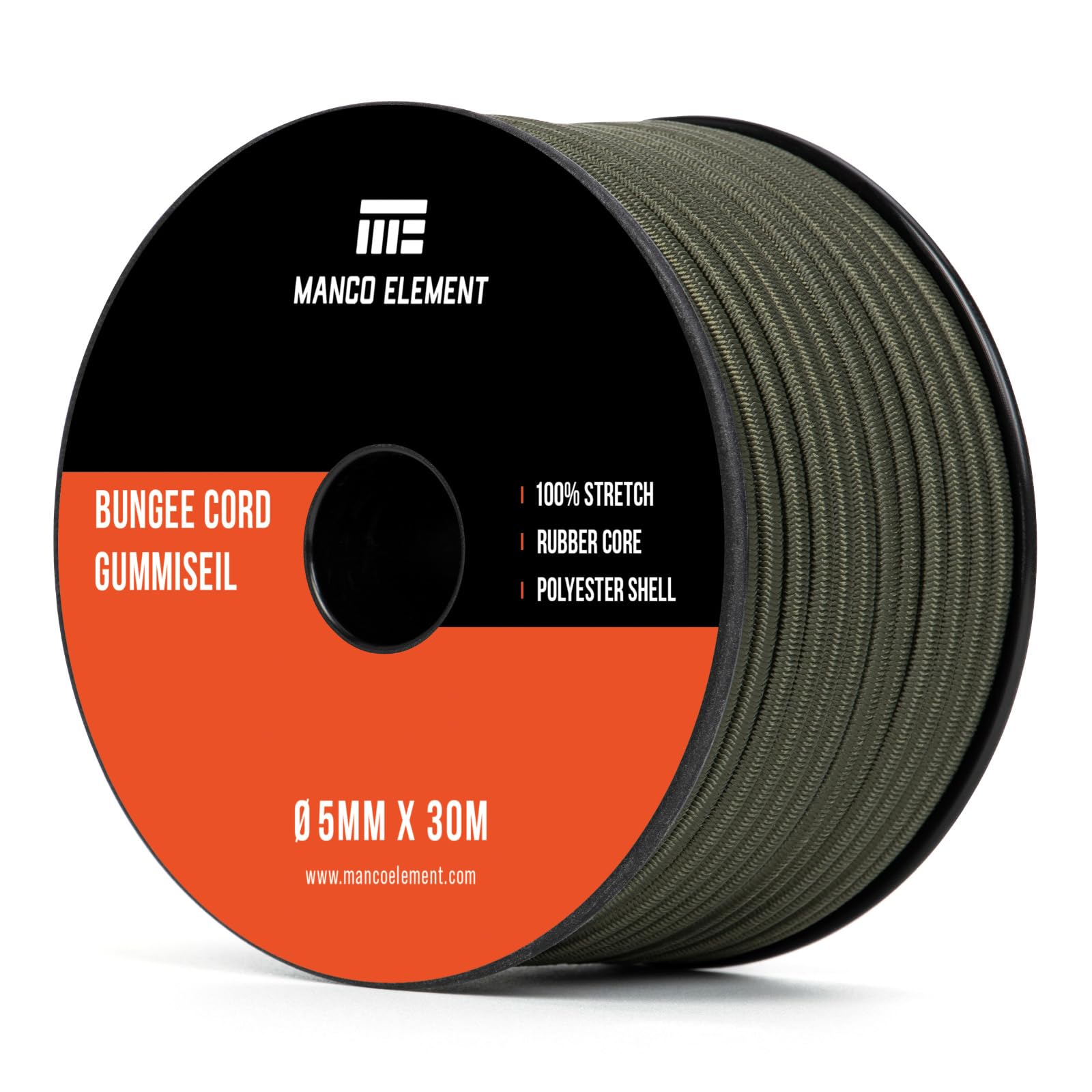 Manco Element Army Green Bungee Cord 5Mm X 30M Elastic Cord Shock Cord