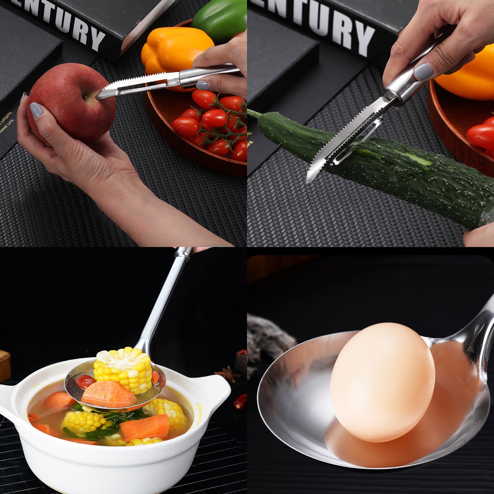 Set da cucina da campeggio,8pz,utensili da cucina portatili per esterni,set di posate da cucina con posate multifunzione in acciaio inossidabile e custodia impermeabile. Adatto per viaggi,