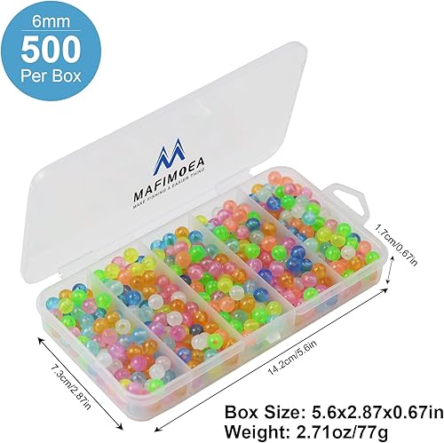 Miniatura 3 de 200500 piezas que brillan en la oscuridad luminosos huevos kits de plástico redondo flotador línea de pesca cuentas 60.315 in flotante trucha salmón