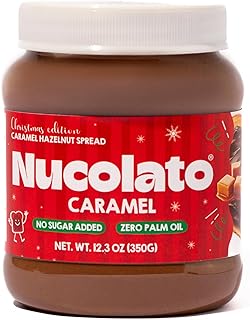 NUCOLATO | Caramel Hazelnut Spread | 12.3 oz - 350 g | Keto Friendly - Gluten Free - No Sugar Added | Best Low Carb Dessert - Food Snacks | Perfect Topping for Cake, Bananas, Cookies, Pancakes