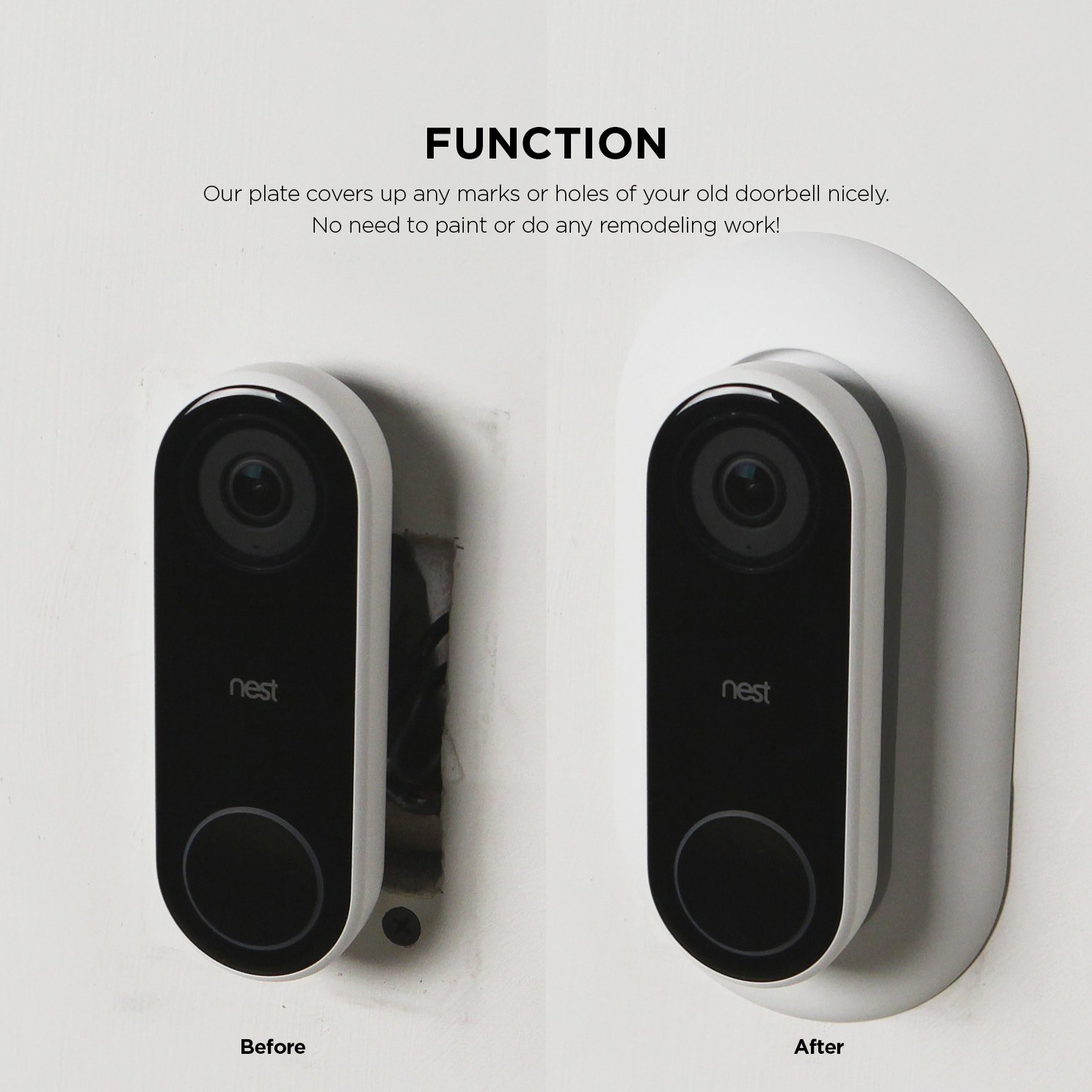 elago Wall Plate Designed for Google Nest Hello Wall Plate (Wired) [Black] - Compatible with Google Nest Hello Smart WiFi Video Doorbell, Use with Adjustable Wedge [US Patent Registered]