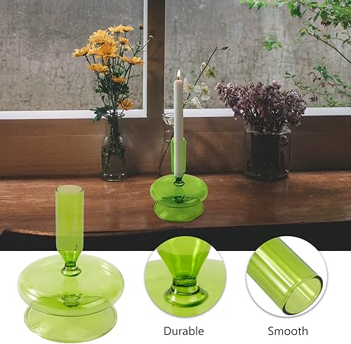 Miniatura 5 de Portavelas de cristal retro de 5 pulgadas, soplado a mano, soporte para velas, candelabros, jarrón de mesa, centro de mesa para boda, día de San