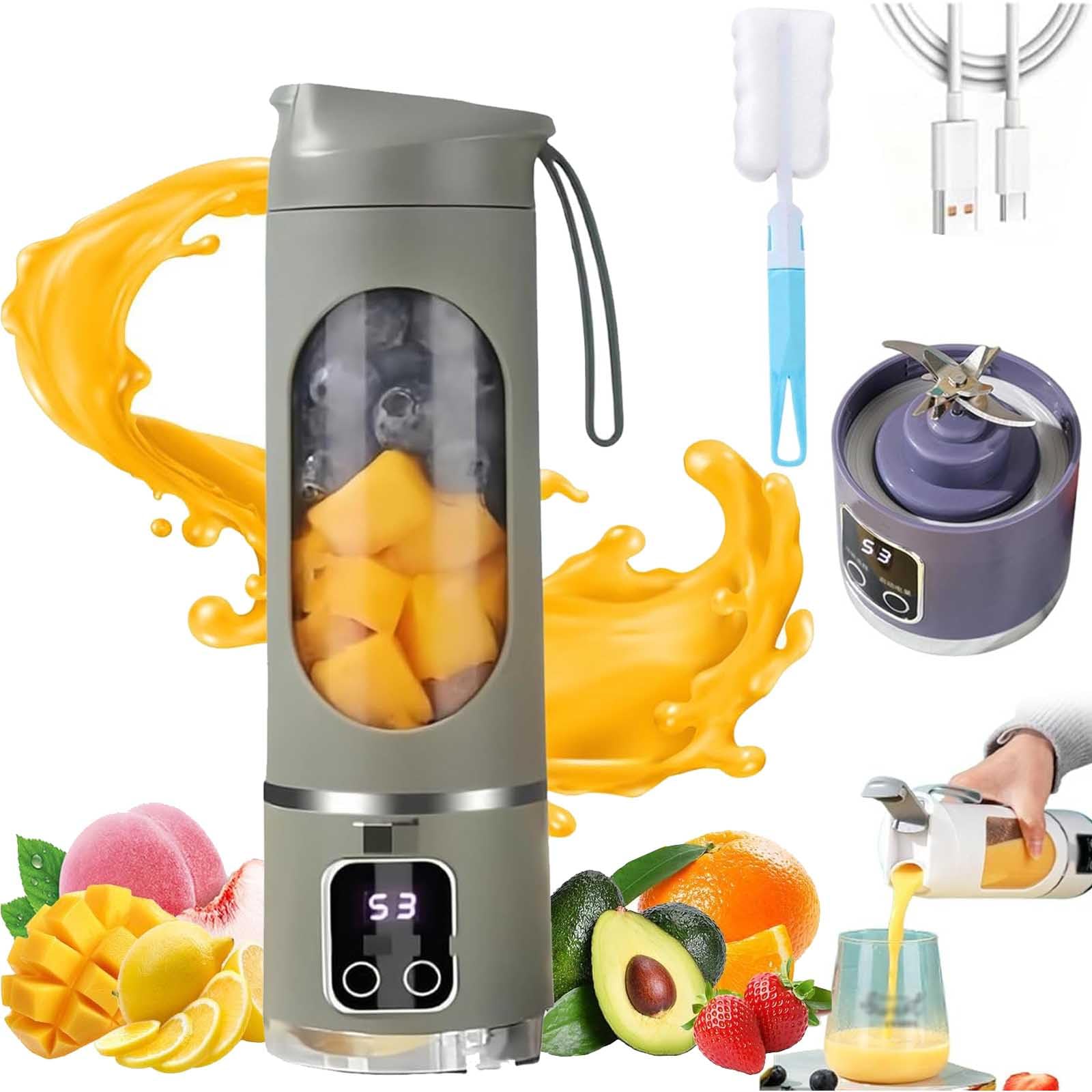 Digital Multimode Juicer Blender - Smart LED Display, Diet-Friendly, Leak Proof Design for Smoothies Liquid Diet, Shakes & Food, Mini Electric Juice Cup for Home & Lemon Juicer, 450ml (Green) : Amazon.co.uk: