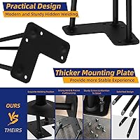 Vista 5 de ROTHLEY Patas de mesa de horquilla de 28 pulgadas, 3 varillas sólidas de metal para mesa, juego de 4 patas de escritorio resistentes con protectores