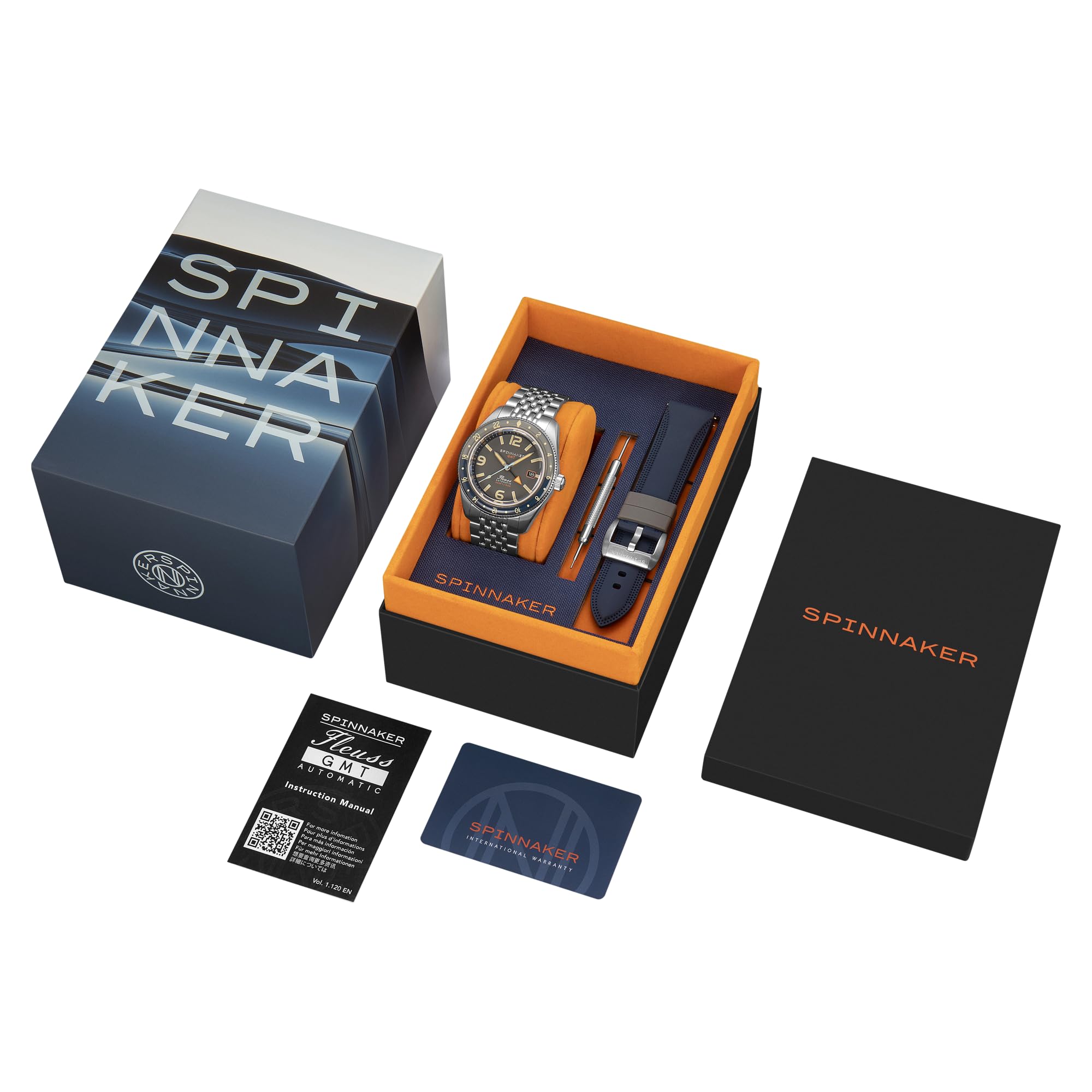 Spinnaker Herren Fleuss GMT Automatikuhr mit massivem Edelstahlarmband SP-5120