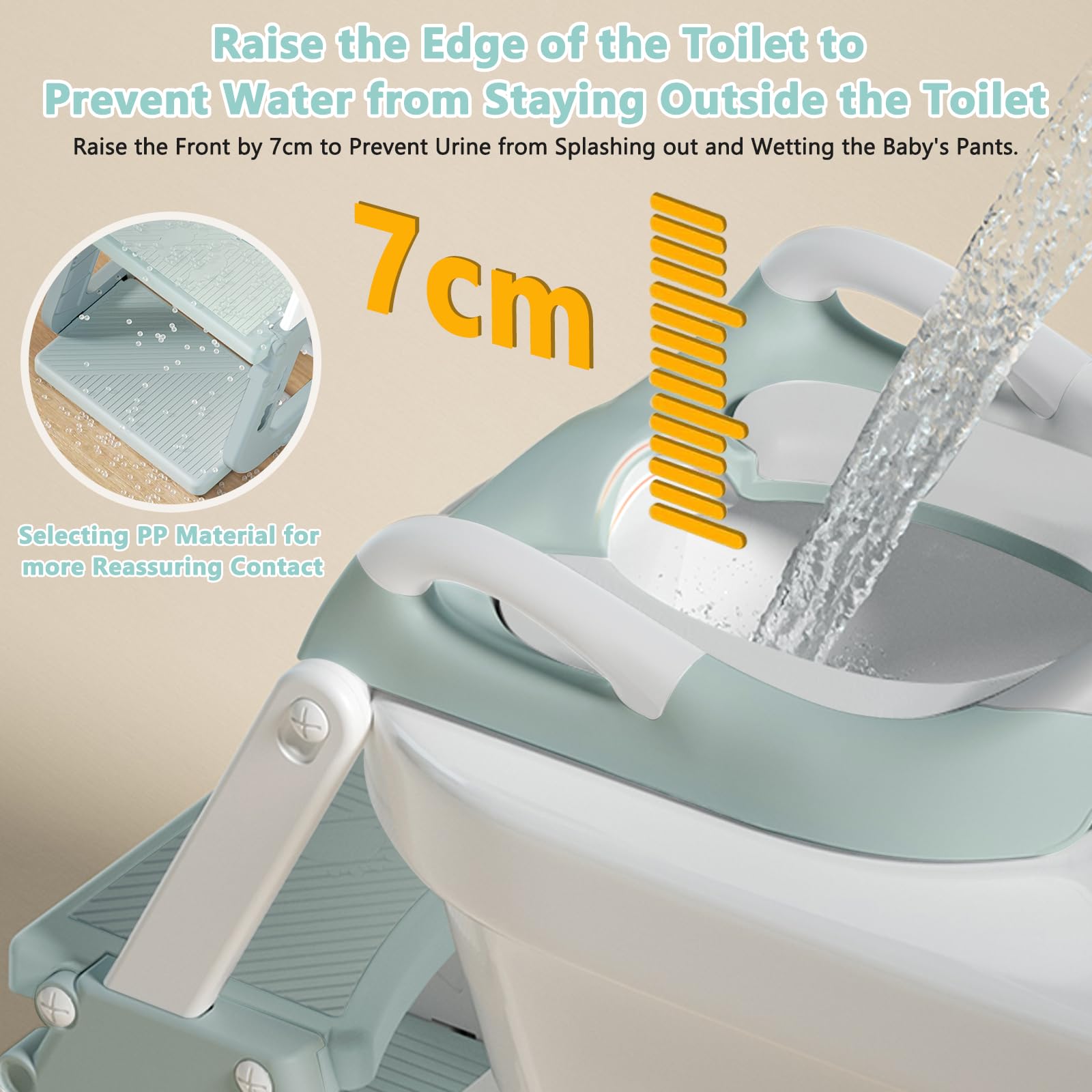 Riduttore WC Bambini con Scaletta, Riduttore WC Bambini, Scaletta WC per Bambini con PU Cuscino, Regolabile e Pieghevole, Adattatore WC per Bambini per Tazze a V, U, O