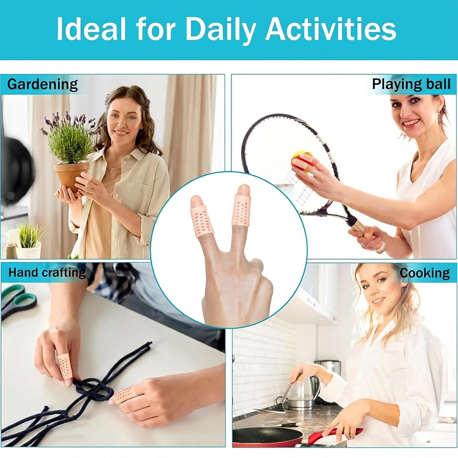 Doigtier Silicone pour Doigt - 14 Pièces Protege Doigt en Silicone Respirant Finger Sleeve Doigtiers en Gel, Protection pour Crevasses, Eczéma, Arthrose, Ampoules