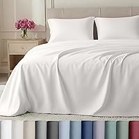 Vista 17 de California Design Den - Juego de sábanas suaves como la seda, 3 piezas de 800 hilos, 100 % algodón, con sábana bajera duradera de esquinas Blanco