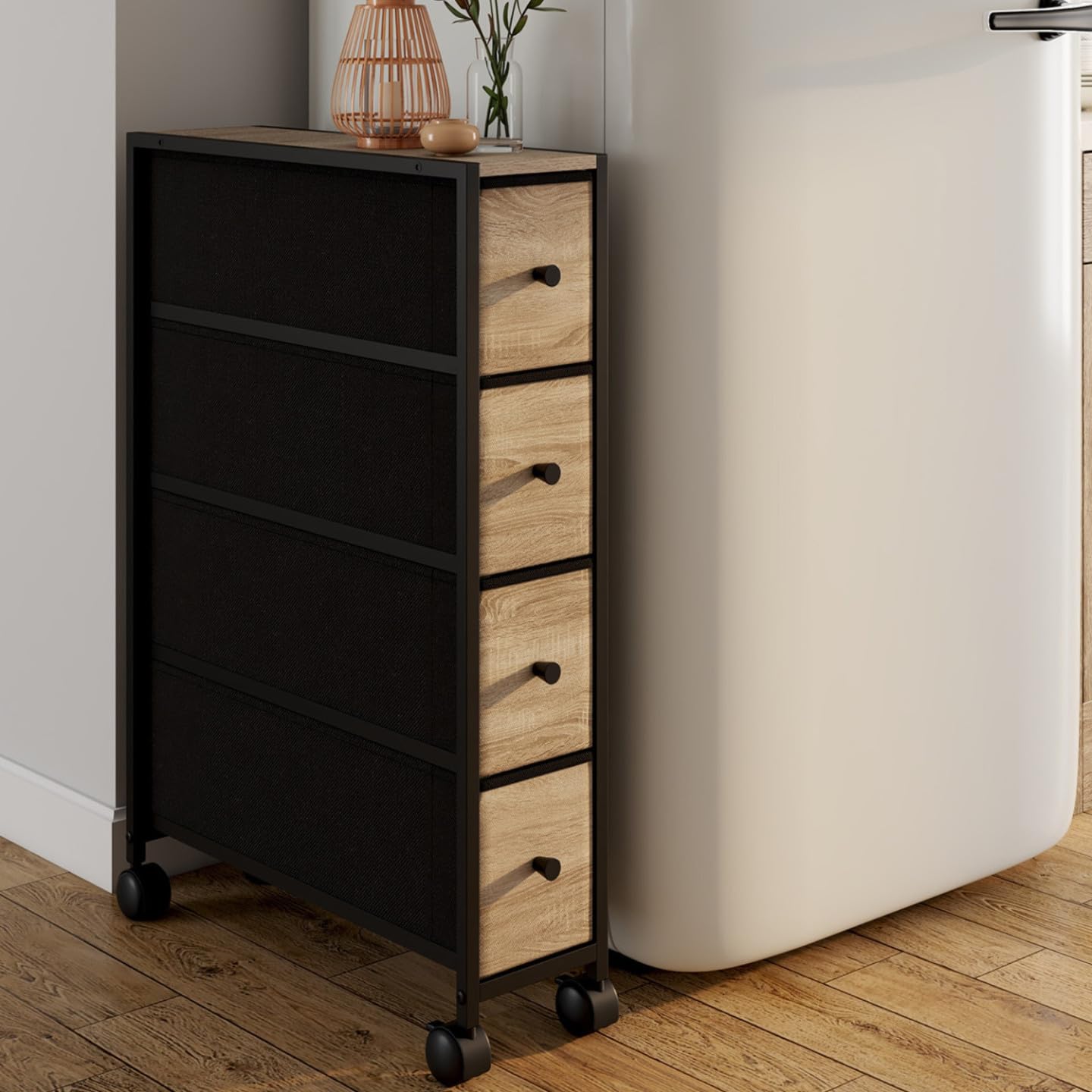 IDMarket - Tour de rangement 4 tiroirs UTAH sur roulettes colonne gain de place design industriel