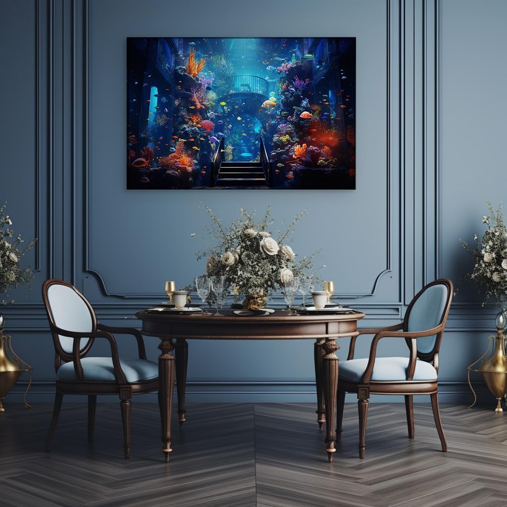 Canvas for Living room. Diving into Dreamscapes: Discover the Wonders of an Underwater Realm, 27 x 18 inch Canvas Wall Art - Contemporary Masterpieces - Inspirational Office Decor