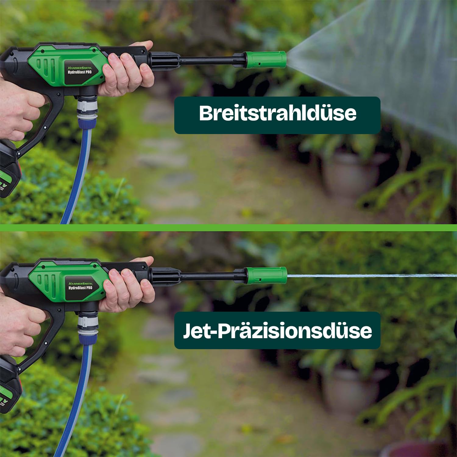 Hammersmith HydroBlast Pro - Das Original aus dem TV - Akku Reinigungspistole für den Gartenschlauch mit bis zu 5m Reichweite - Waschpistole - 13bar