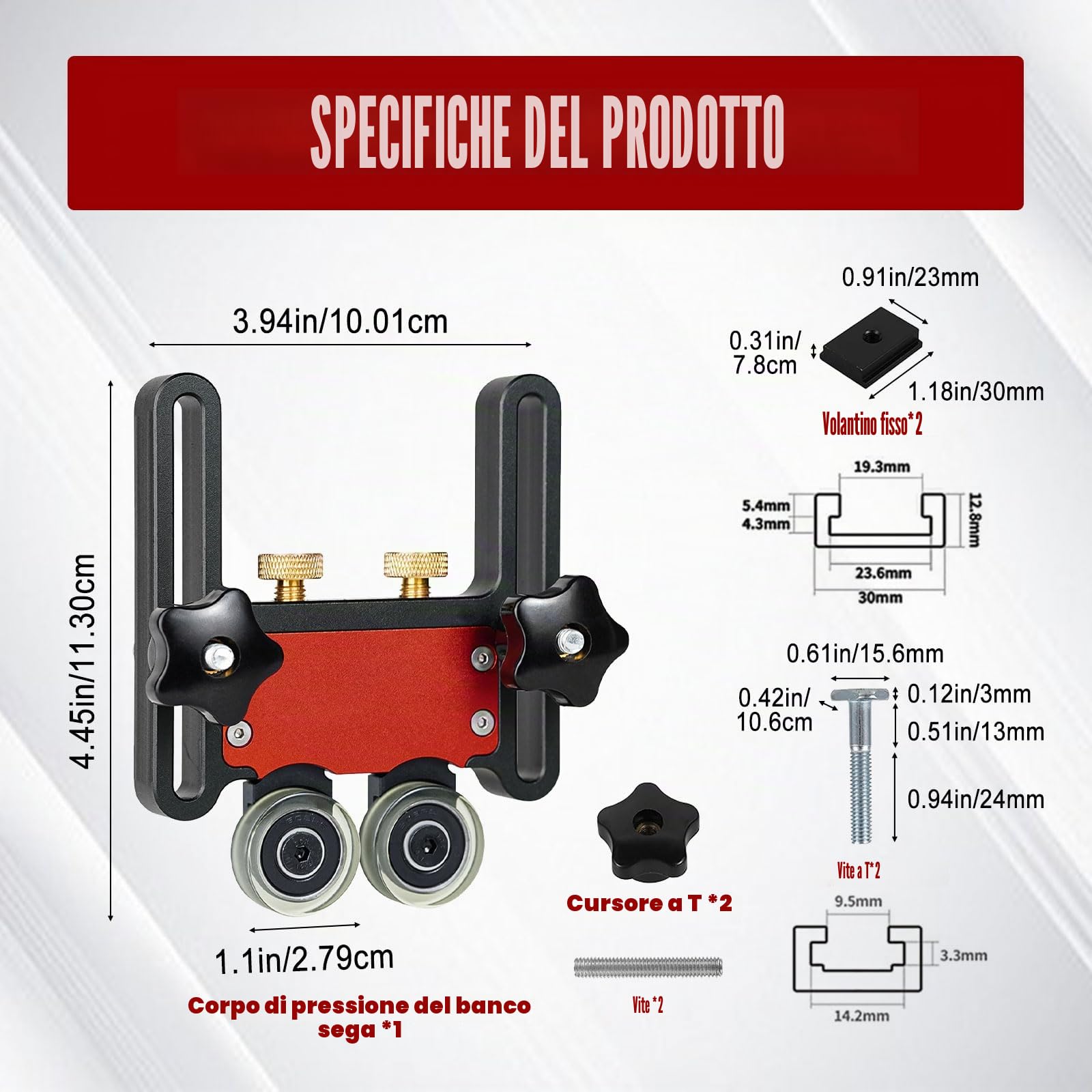 Tavole a piuma per sega da tavolo, guida per pressatura, rullo a doppio cuscinetto, in lega di alluminio, regolabile, strumenti mobili per la lavorazione del legno, processo da 5 mm, per falegnami (2