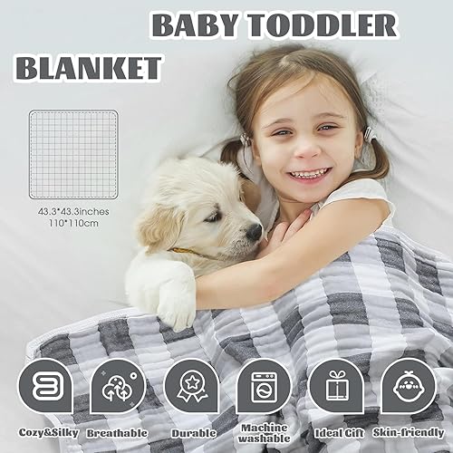 Miniatura 4 de MUKIN Mantas de bebé de algodón neutro, mantas de bebé grandes para niñas y niños. También para funda de lactancia para recién nacidos, toallas de