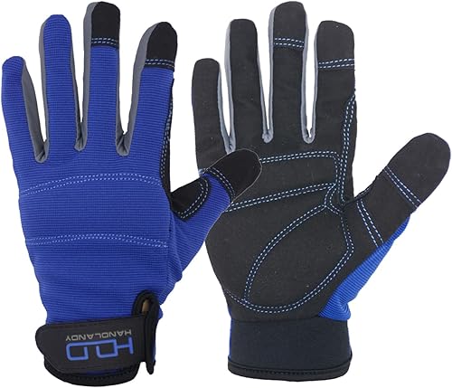 HANDLANDY - Guantes de trabajo para hombres y mujeres, guantes de trabajo de mecánico utilitario para pantalla táctil, guantes de trabajo flexibles