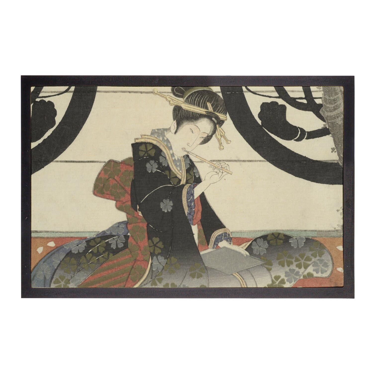 Paillasson estampe japonaise geisha 60x40cm pour entrée maison