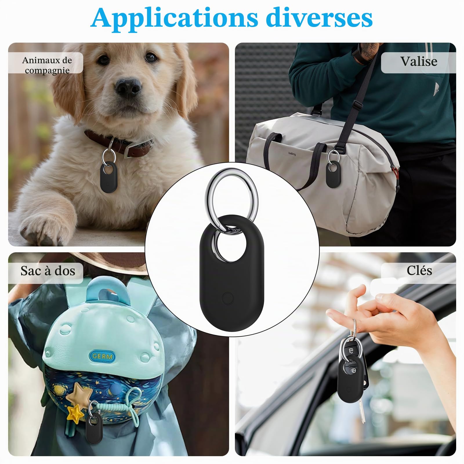 Protection en Silicone Compatible avec Samsung Galaxy SmartTag 2, Anti-Rayures Portable Silicone Localisateur avec Porte-Clés pour Samsung Galaxy SmartTag 2 (Noir)