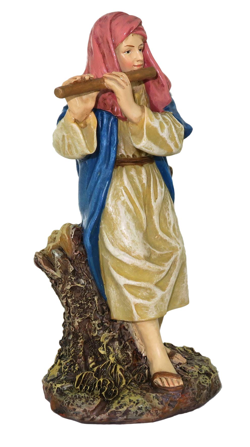 Ferrari & Arrighetti | Pasterz z piszczałką Linea Martino Landi | Malowana ręcznie żywica | szopka 12 cm | Figurka do szopki i Bożego Narodzenia