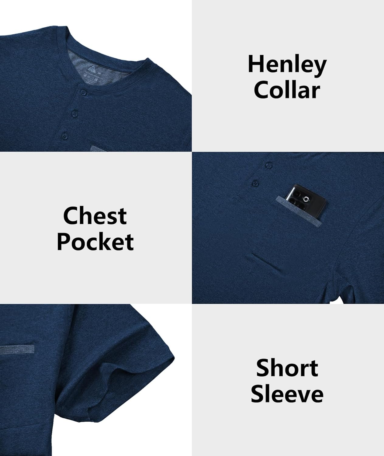 ZITY Men's Henley Shirts Short Sleeve Pocket Shirts for Man Casual Summer Shirts with 3 Buttons - Image 4