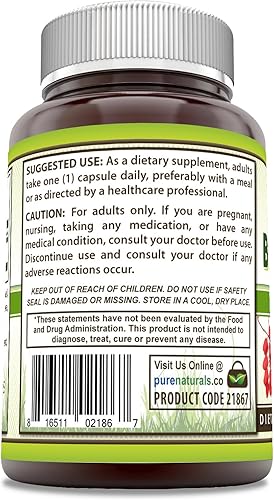 Miniatura 3 de Pure Naturals Berberina 1000mg por porción 120 cápsulas Suplemento  Sin OMG  Sin gluten  Fabricado en Estados Unidos