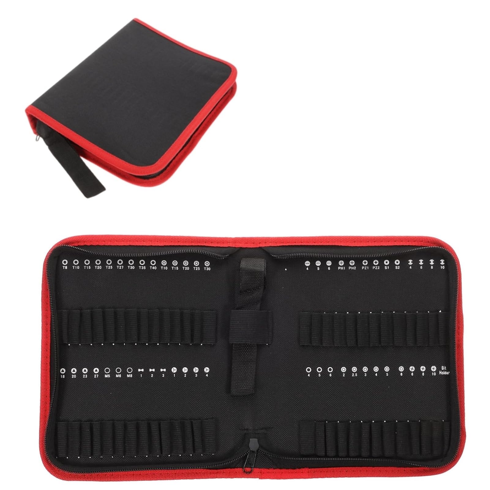 BLIRITELDrill Bit Organizer Bag, Oxford Tool Case Holds 55 Bits, Portable Small Tool Pouch With Zipper, Handheld Bit Pouch Tool Kits Organizer for Carpenter Mechanic (CASE ONLY)