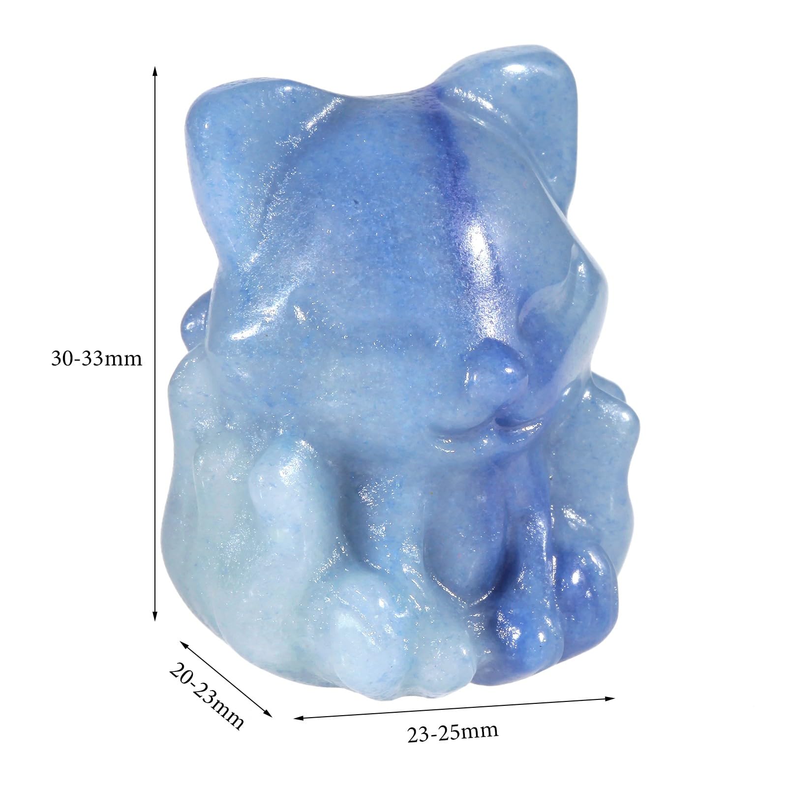 mookaitedecor Blue Aventurine Mini Good Luck Pocket Crystal Fox Figurine Statue - Image 2
