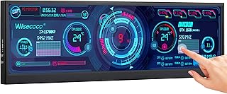 wisecoco 12.6 Inch Secondary Screen FHD IPS Touch Second Screen Stretched Bar LCD Display 1920X515 Mini HDMI for Laptop Computer Health Speed Windows Aida64 Sub CPU GPU Display