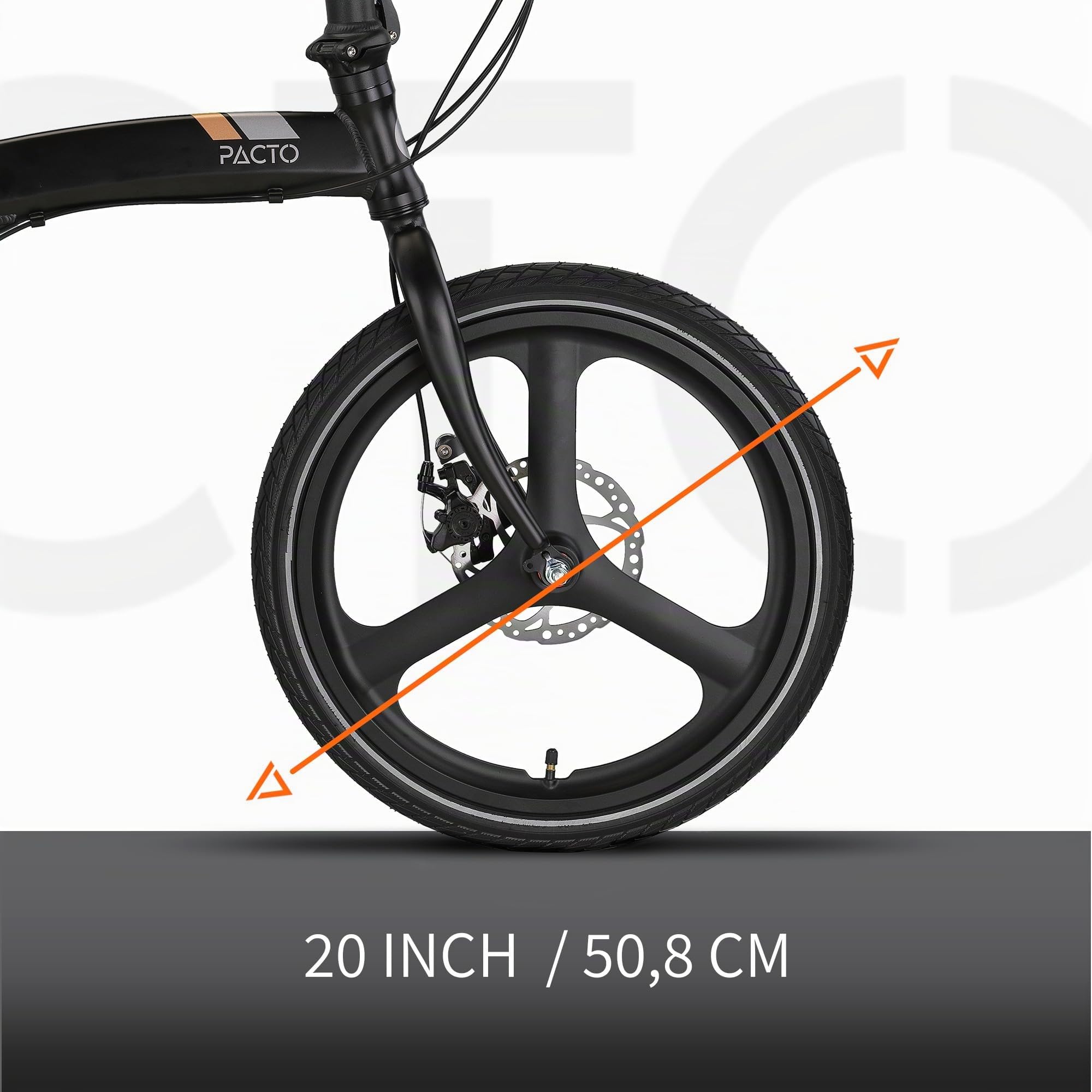 PACTO Bicicleta plegable de 20 pulgadas con sistema de plegado rápido (10 segundos), marco de aluminio, peso ligero (13 kg), Shimano de 6 velocidades, freno de disco doble y luz LED