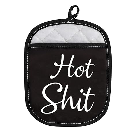Funny Oven Pads Pot Holder with Pocket for Baker Hot Humor Gift Gag Baking Gift (Hot )