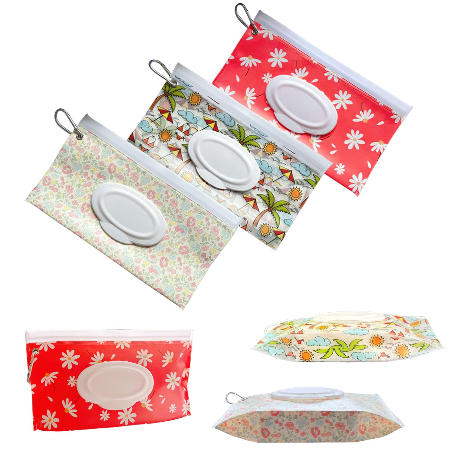 3 PCS Baby Wipes Dispenser Portable Wet Wipe Dispenser Bag，Portable Refillable Wipe Holder, Baby Wipes Container, Wipe Dispenser, Wet Wipe Carrying Case Holder for Travel