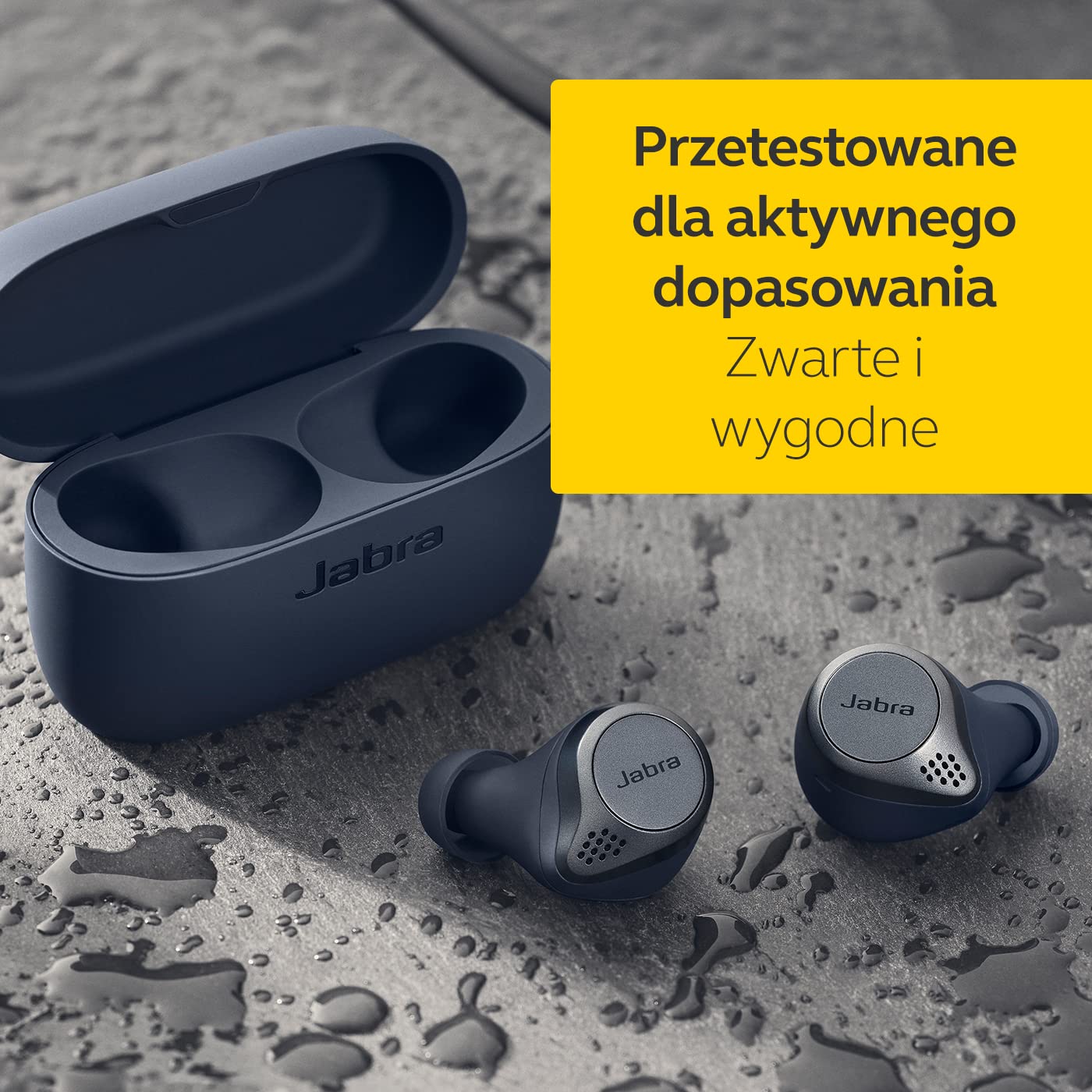 Jabra Elite Active 75t - prawdziwie bezprzewodowe, sportowe słuchawki douszne z pasywną redukcją szumów i długą żywotnością baterii do połączeń i muzyki - granatowy