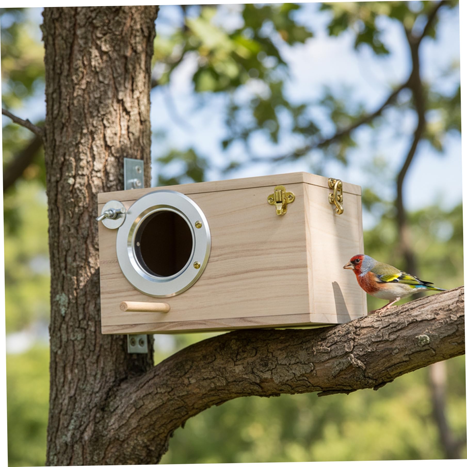 4-teiliges Vogel-Nistkasten-Set aus Holz mit Sitzstange und Eingang links, für den Außenbereich geeignet, Blaumeisenhaus für den Garten, Blaumeisenhaus