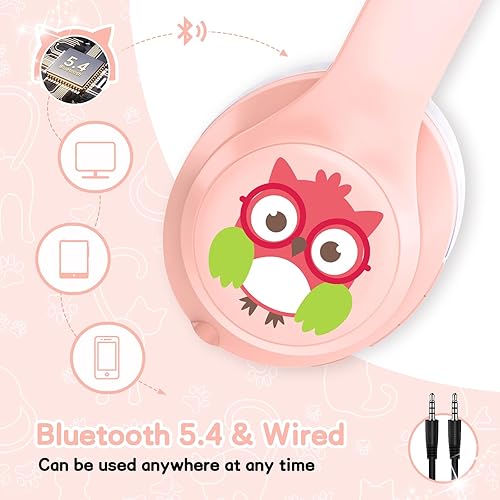 LOBKIN Active Noise Cancelling Headphones for Kids,Bluetooth 5.4,Kids Headphones Wireless with Mic 50H Playtime AUX Cord Safe Volume Limited Foldable for Boy Girl Travel/School/iPad(Without LED light)