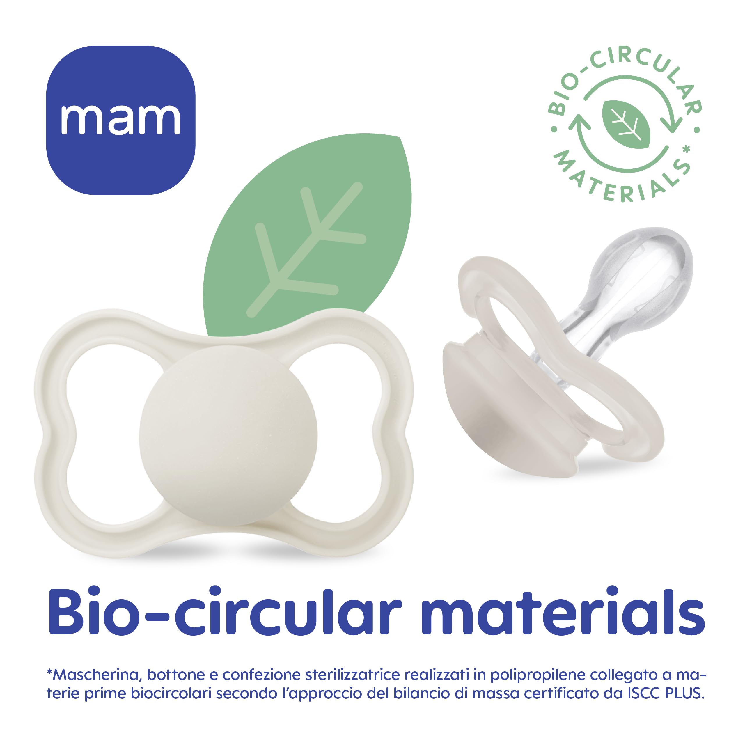 MAM Air Ciuccio in Set da 2 Succhietti misura 6+ mesi, Tettarella in Caucciù Naturale, Bio-circolare, con Custodia Porta Succhietto, Neutro