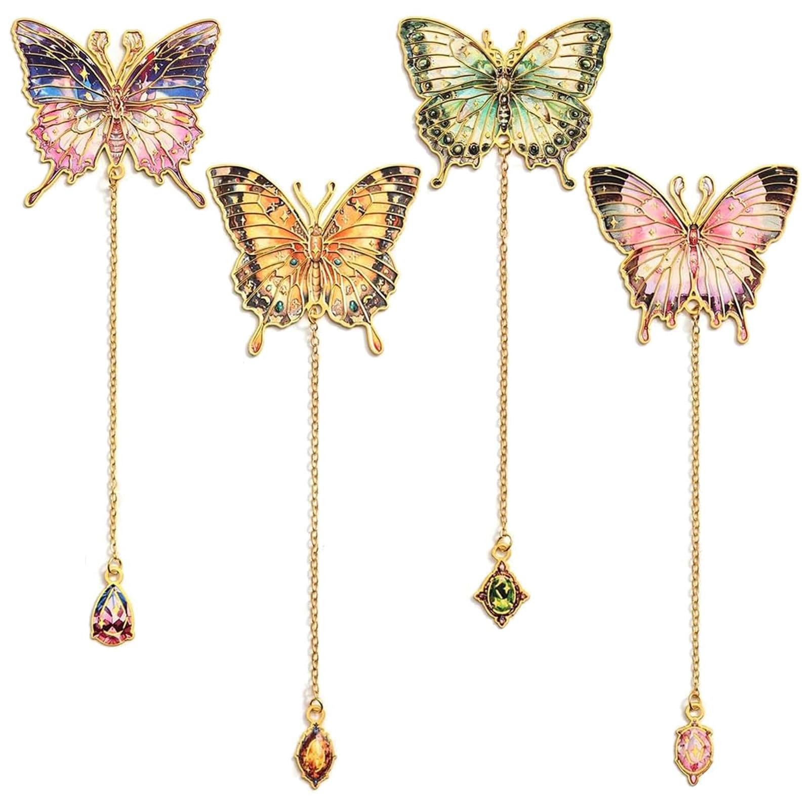 Snylcce Metal Butterfly Bookmarks Set of 4- Exquisite Unusual Butterflies with Retro Design Bookmarks for Souvenir Ideal Gifts for Book Lovers Perfect for Reading Book Clubs & Special Occasions