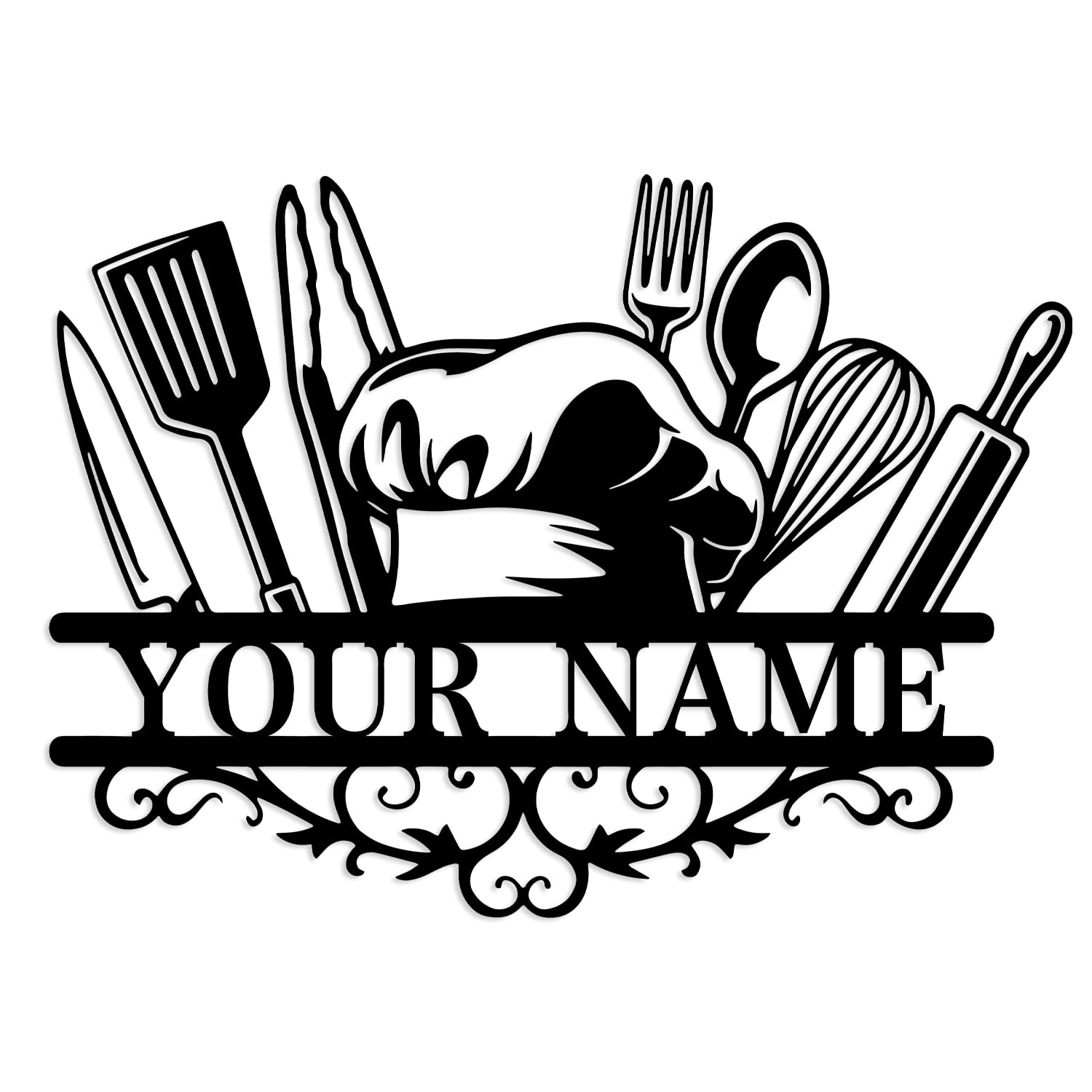 Kissesuu Kitchen-O Personalized Kitchen Wall Art,Kitchen Metal Sign,Personalized Backyard Cooking Lover Name Sign,Custom Kitchen Sign Name,Kitchen Decor,Family Kitchen Sign,Mom's Kitchen,Housewarming Gift (Kitchen-O)