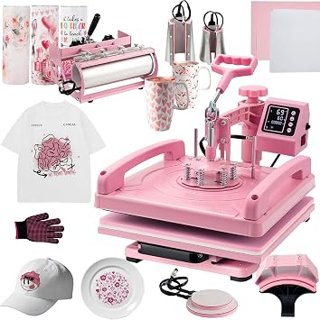 Hitgrand Heat Press 15x15 inch, Heat Press Machine for T-Shirts, 8 in 1 Heat Press with 30 OZ Tumbler Press, Combo Tumbler Heat Press Machine Sublimation for Hat Cap Mug Plate