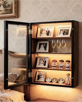 11x16 Shadow Boxes Frames Large Shadow Box with Removable 3-Grid Shelves Deep Memory Box Display Case Solid Wood Shadow Box for Medals, Wedding Bouquet, Collectibles Black
