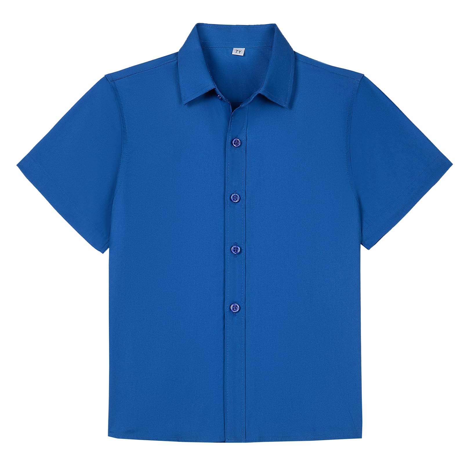 DHTS Boys Short Sleeve Button Down Shirt Summer Solid Kids Boy Dress Shirts Size 2-20 Years