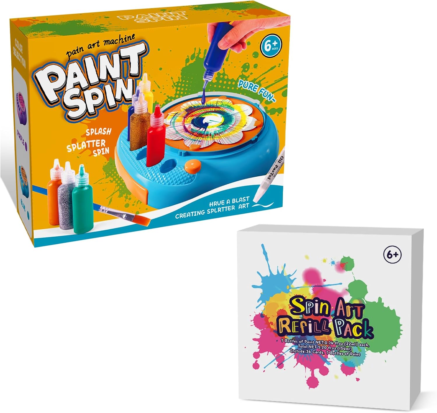 Paint Spin Art Machine Kit and Refill Pack, Arts & Crafts Painting Spinner Toys Kits Sets for Kids