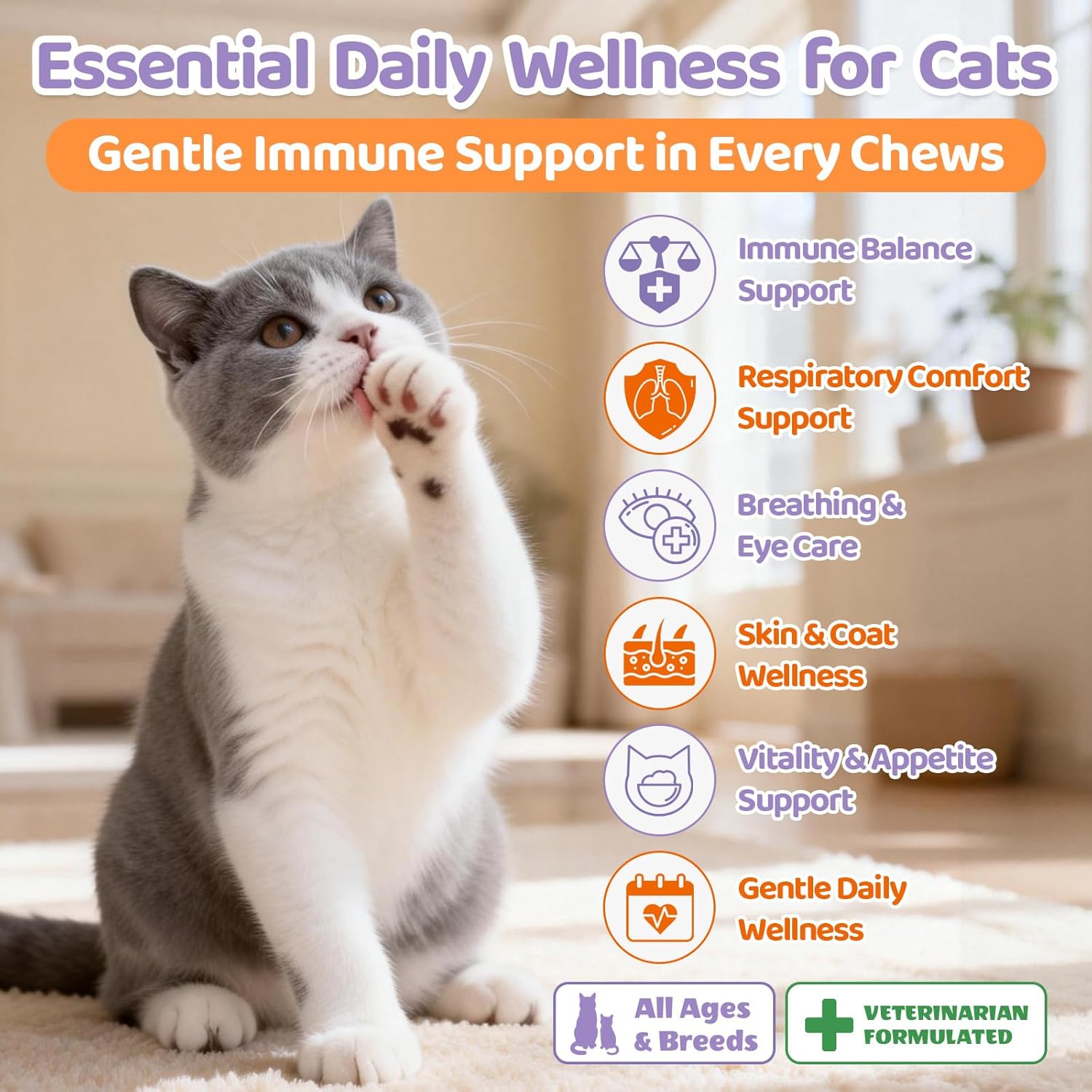 Cat Hairball & Calming Chews Bundle – 500 Hairball Support Chews + 500 Calming Chews for Cats – Digestive & Emotional Wellness