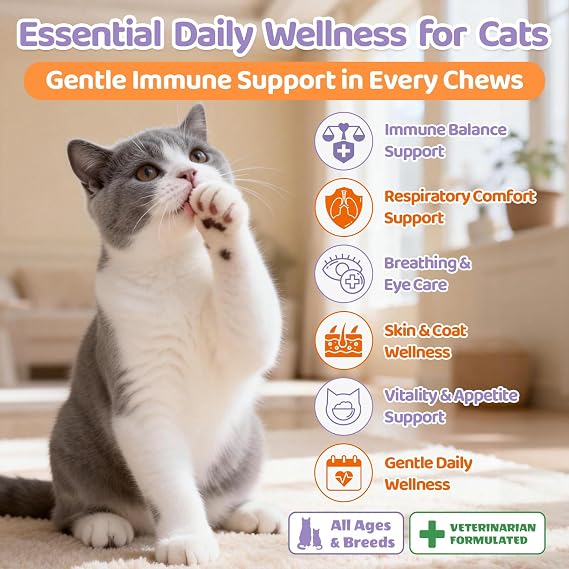 Lysine for Cats Treats for Immune Support with Colostrum, Omega-3, 500ct
