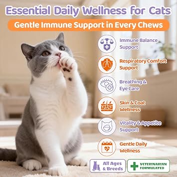 Lysine for Cats Treats for Immune Support with Colostrum, Omega-3, 500ct