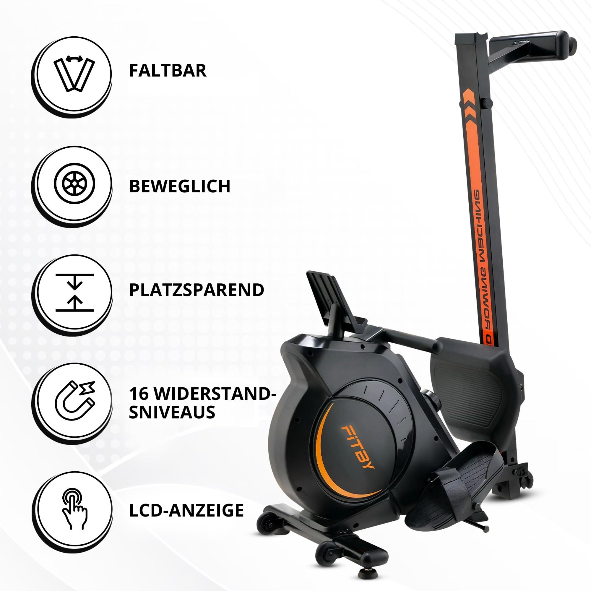 Magnet-Rudergerät Für Das Heim-Fitnessstudio – Klappbares Trainingsgerät Mit 350-Pfund-Belastbarkeit Und LCD-Monitor | 16 Einstellbare Stufen Für Cardio-Training – Schwarz