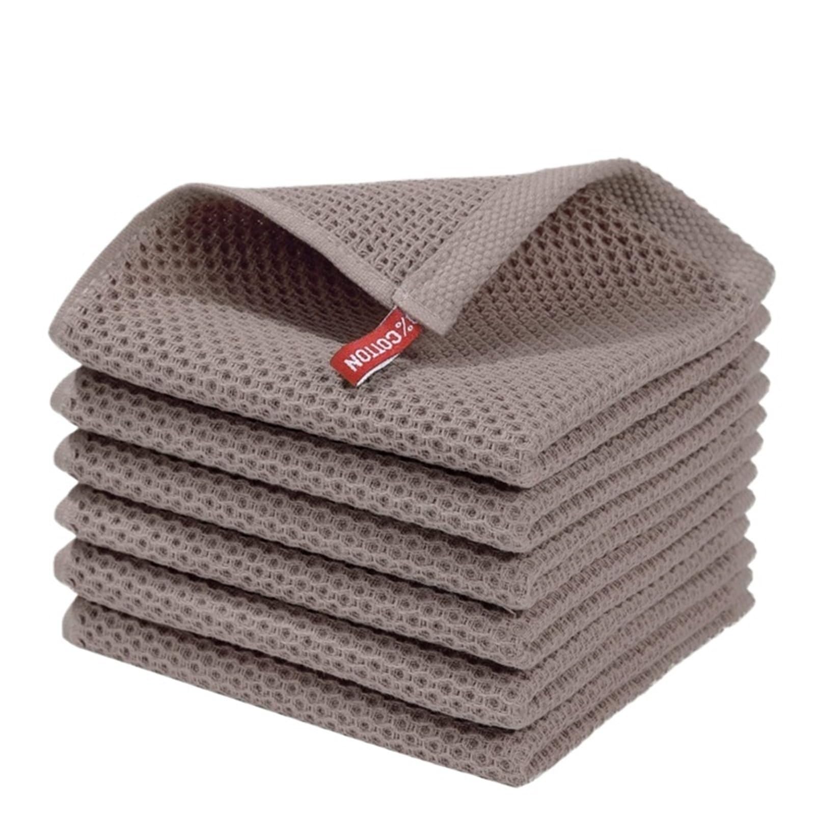 GMEqfhpOPS 1-8PCS 100% Cotton Towel Soft Absorbent Dishcloth Kitchen Dish Rags Breathable Face Wash Towel Household Cleaning Wash Cloth Towels Bath(Brown,34x34cm 8PCS)