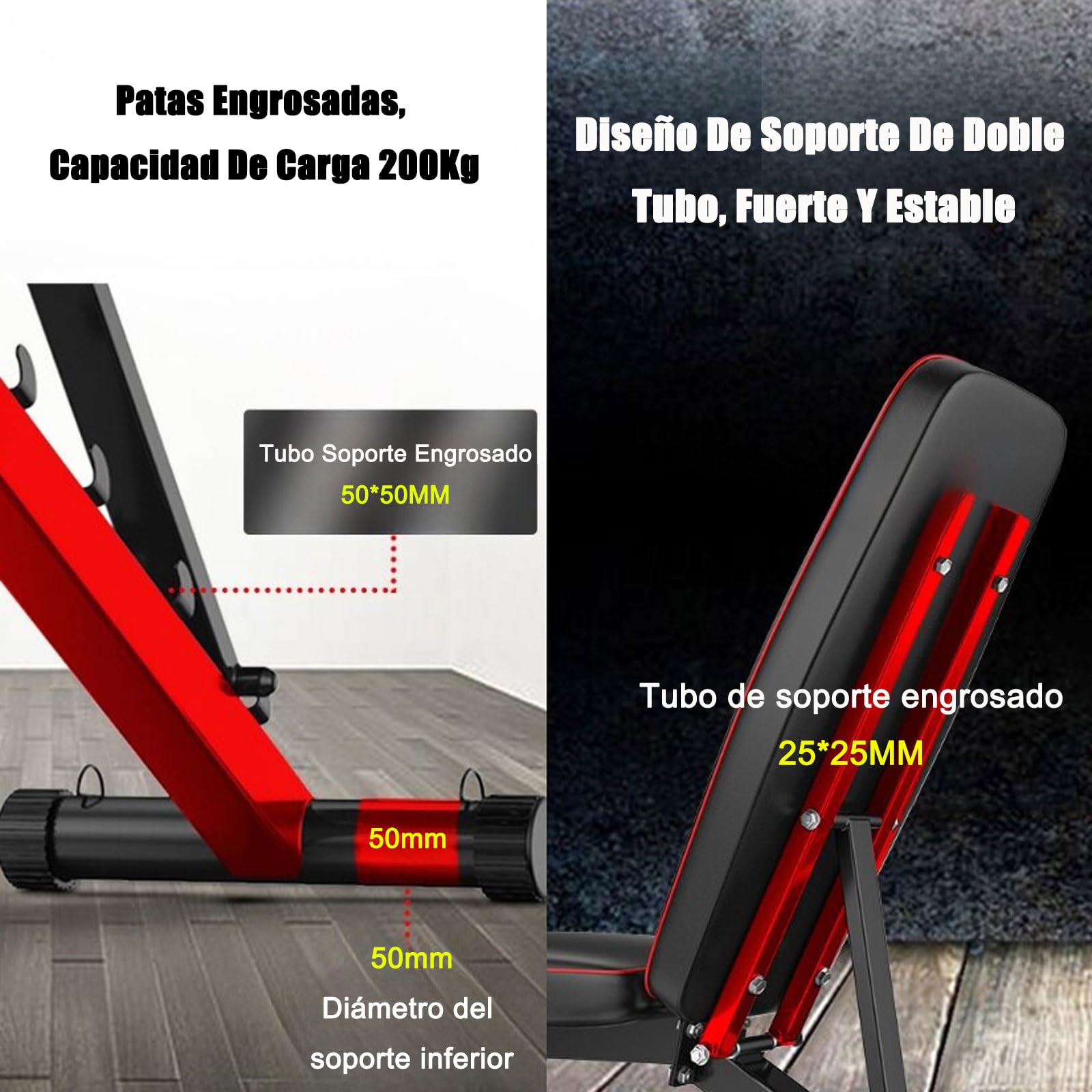 Banco de Pesas, Banco de Musculacion, Banco Abdominales, Entrenamiento de Cuerpo Completo Inclinación Declinación Elevación Plana, Press de Banco para GimnasioBlack,48 * 162 * 111CM