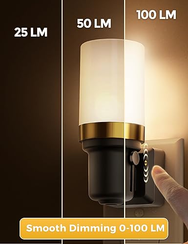 Miniatura 3 de L LOHAS LED Luces nocturnas enchufables a la pared, luz nocturna regulable con sensor de encendidoapagado automático, blanco cálido de 3000 K,
