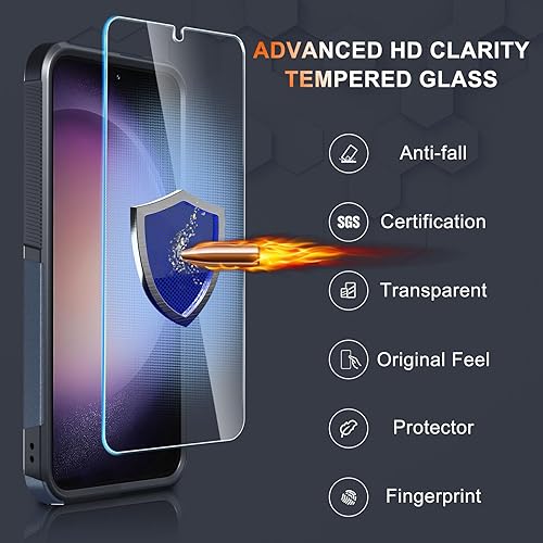 Miniatura 5 de RMOCR Funda protectora para Samsung Galaxy S24 FE, de cuerpo completo, resistente, a prueba de golpes, con correa de cordón, protector de pantalla