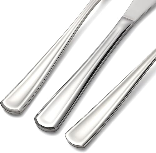 Miniatura 3 de Juego de cubiertos de acero inoxidable de 20 piezas para 4 cubiertos modernos, incluye cuchillos, tenedores, cucharas para el hogar, cocina,