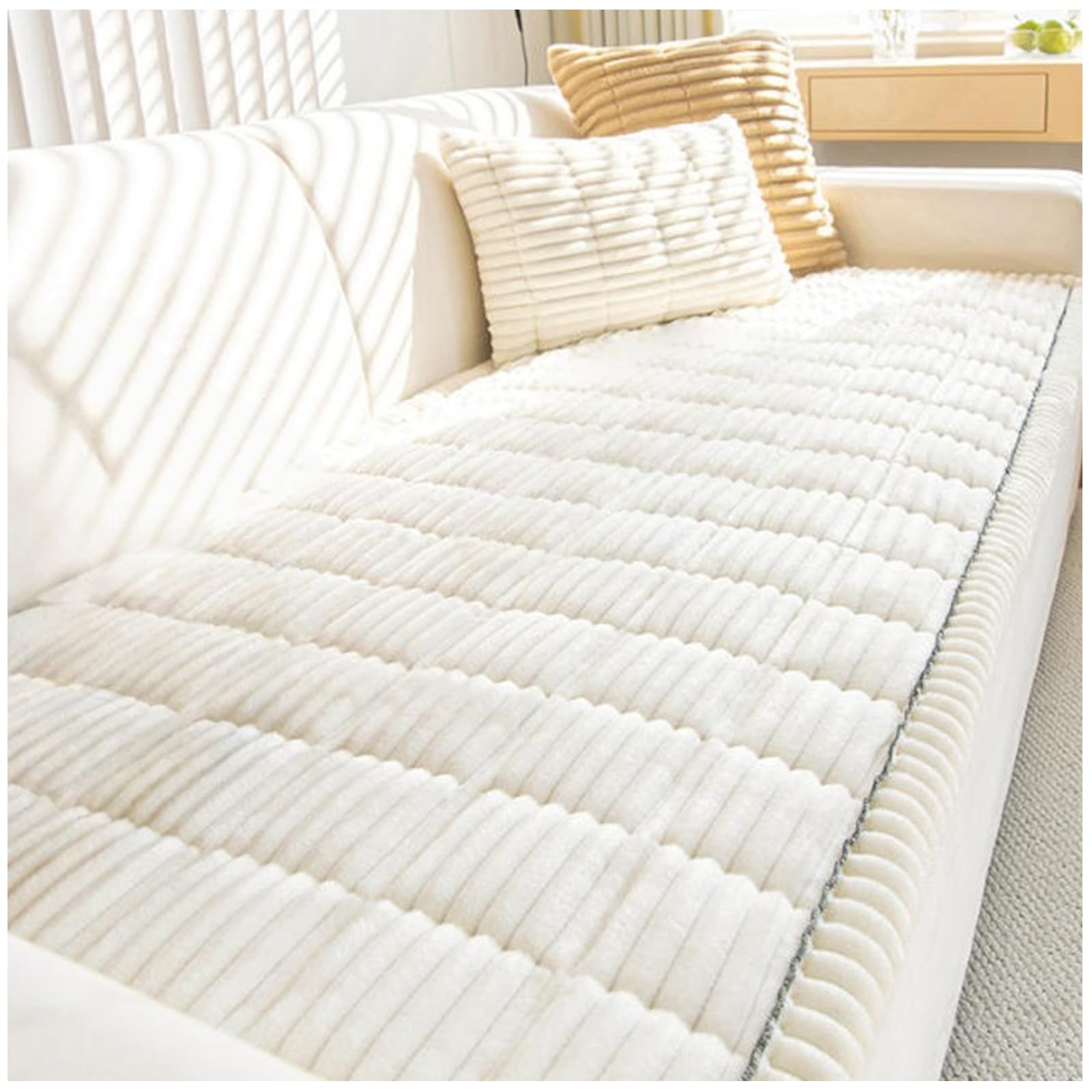 Pawcart Couch Cover, Paw Lounge Plush Pet Couch Cover, Non-Slip Couch Covers for Dogs Cats Kids and Living Room Decor (Creamy White*A,80 X 160cm)